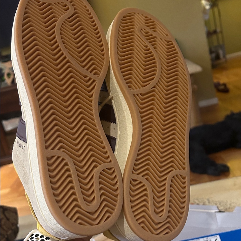 Adidas Campus Cream and Tan Sneakers - Picture 6 of 7